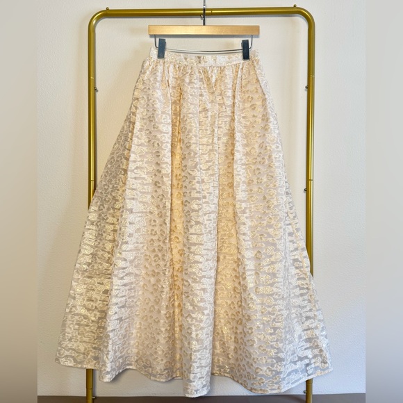 Anthropologie PANKAJ & NIDHI Burnout Shimmer Maxi Skirt Women’s Sz S Shimmer - Picture 3 of 11